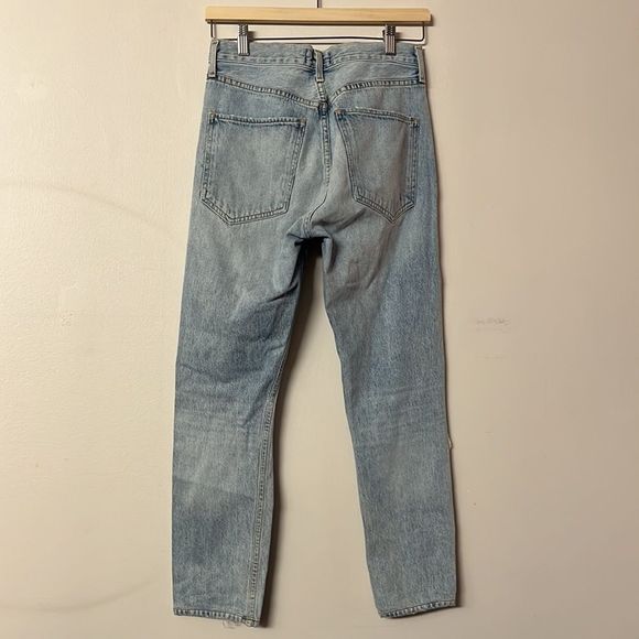 Agolde Light Blue Distressed Ankle Jeans - Picture 5 of 8